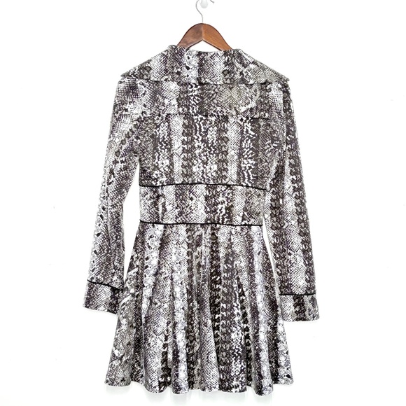 VTG Y2K Candie’s Snakeskin Print Fit & Flare Pea Coat | Black Gray | S - Picture 3 of 7